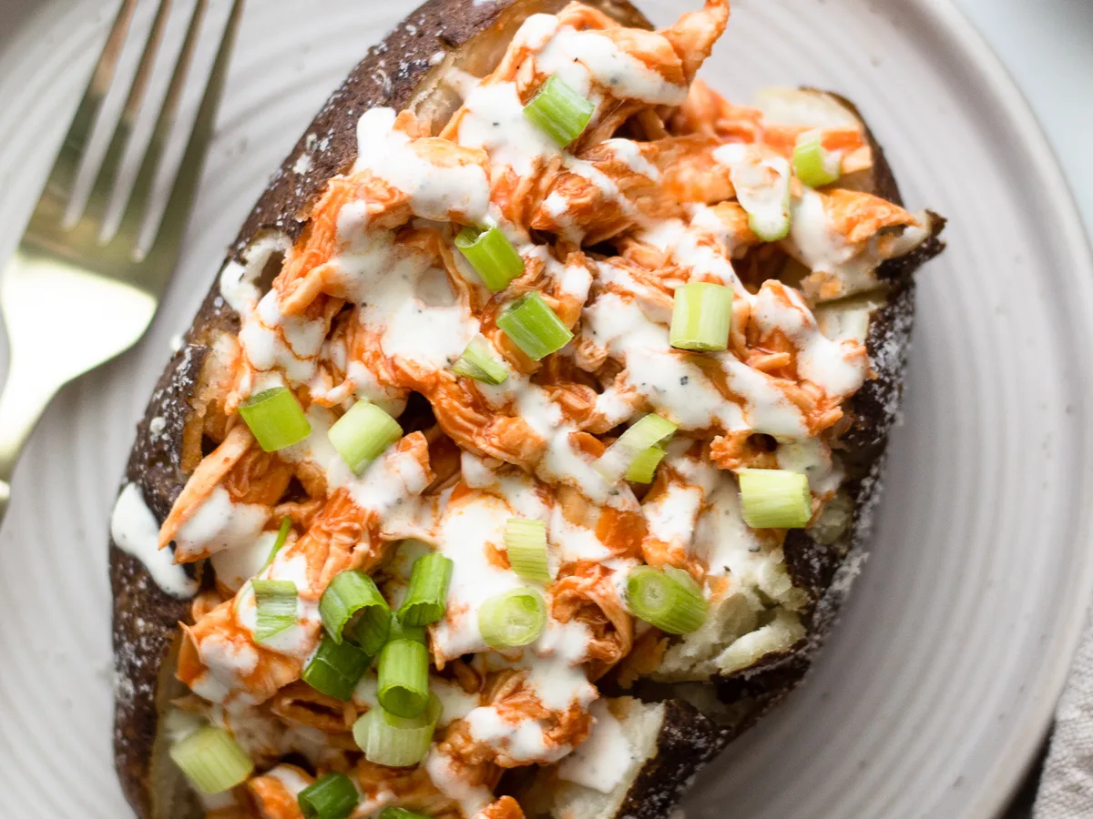 Baked Potato with Spicy Chicken Topping