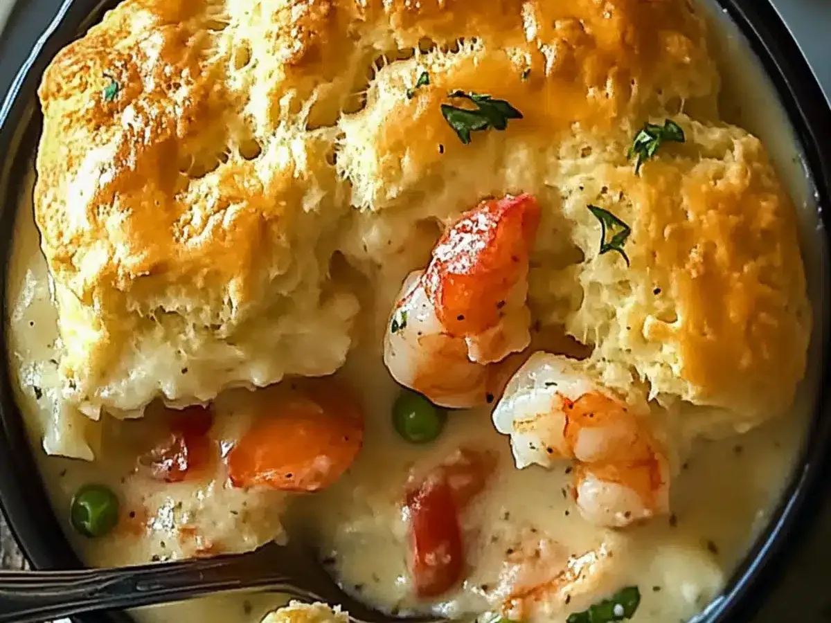 Biscuit Topped Seafood Gumbo Pie