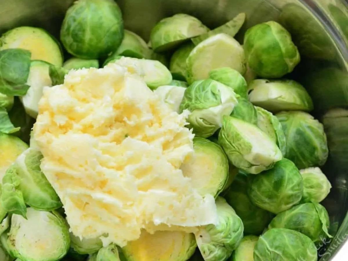Brussel Tops with Rosemary Butter