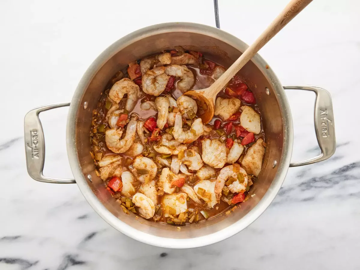 Cabbage Soup with Cod and Shrimp