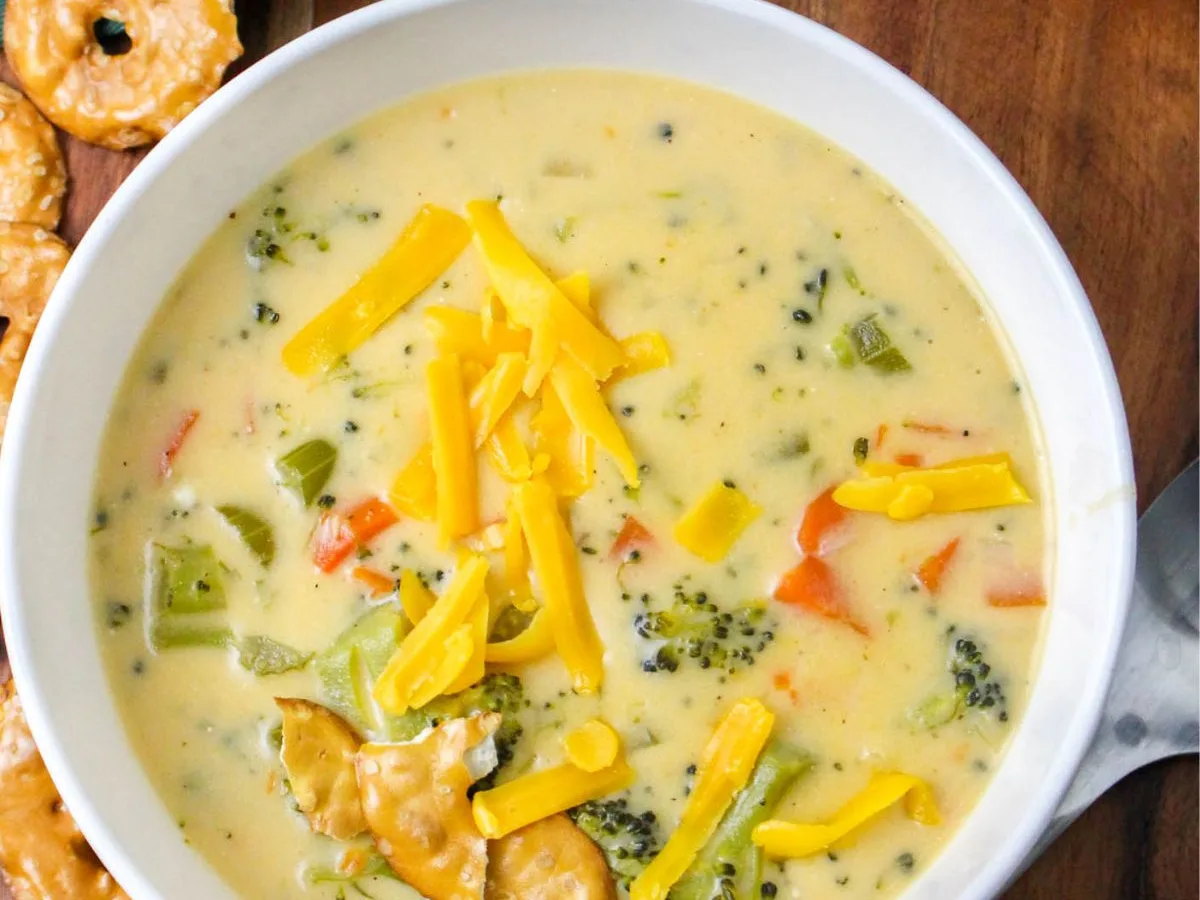 Cheddar Cheese And Beer Soup With Tempura Broccoli Floret