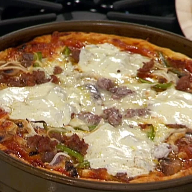 Chicago Style Italian Sausage And Pepper Deep Dish Pizza