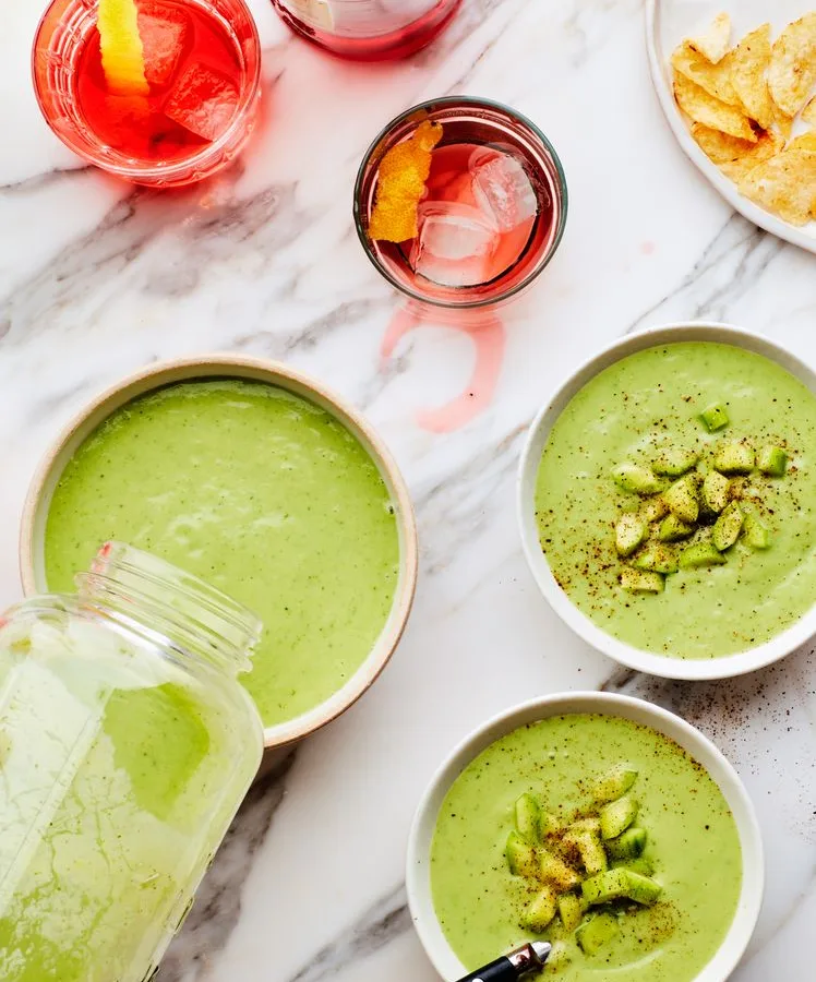 Chilled Avocado Soup With A Crabmeat Relish