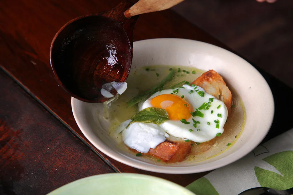 Clam Soup with Poached Eggs