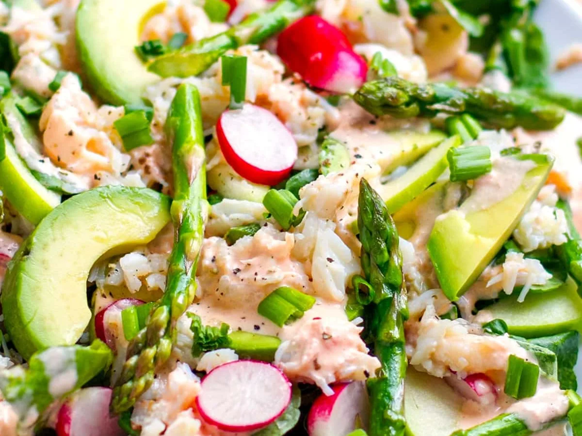 Crab Salad With Zucchini Salad And Baby Asparagus