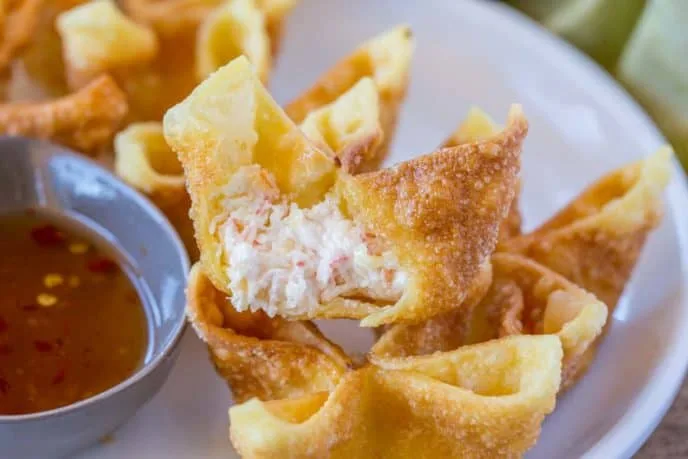 Crab Wontons With Asian Slaw