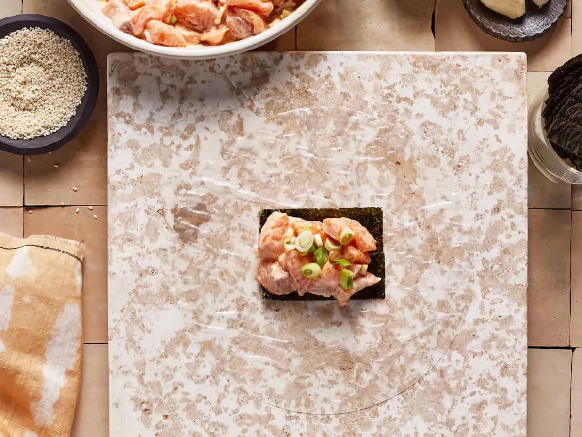 Crackling Salmon in Rice Paper