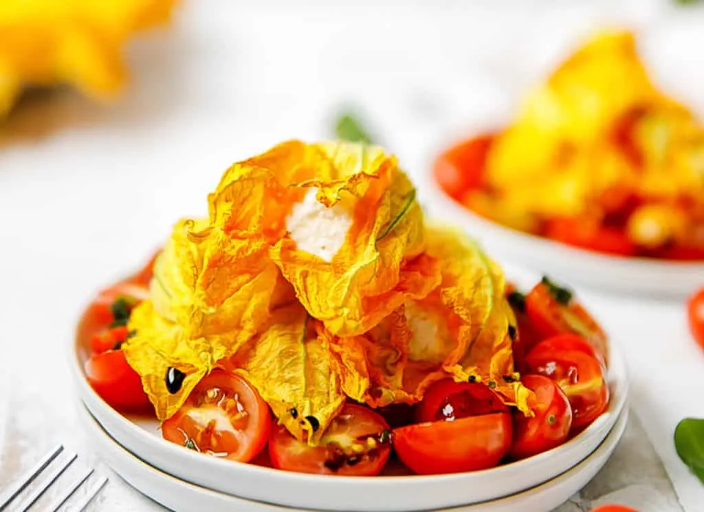 Crawfish Mousse Stuffed Zucchini Flowers