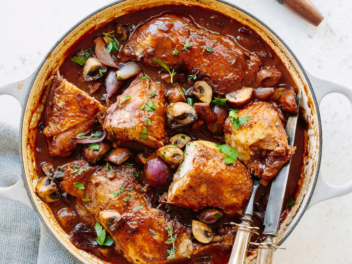 Crockpot Coq Au Vin With Shiitake Mushrooms