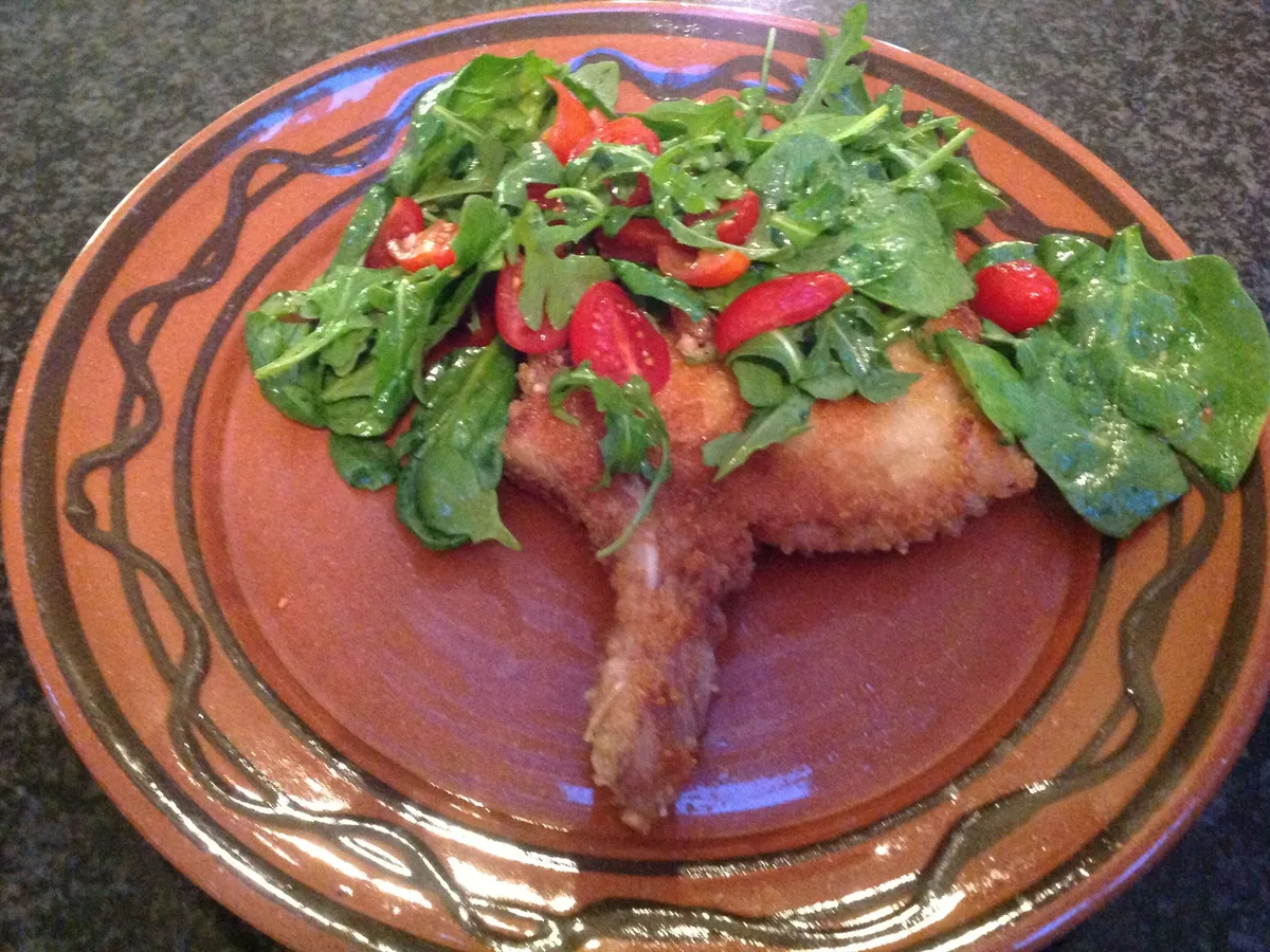 Crunchy Pork Chops With Baby Spinach Salad