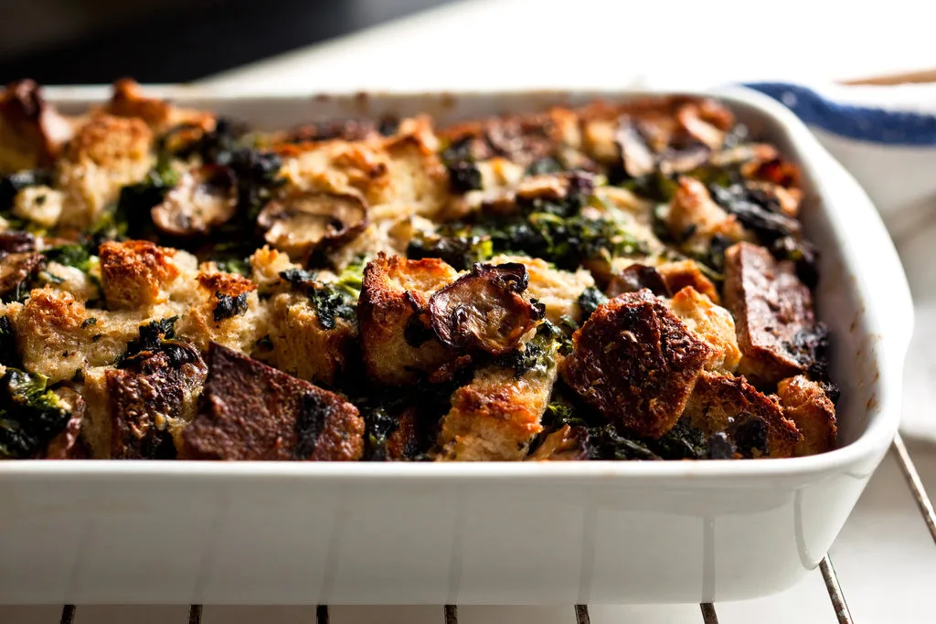 Exotic Mushroom Bread Pudding