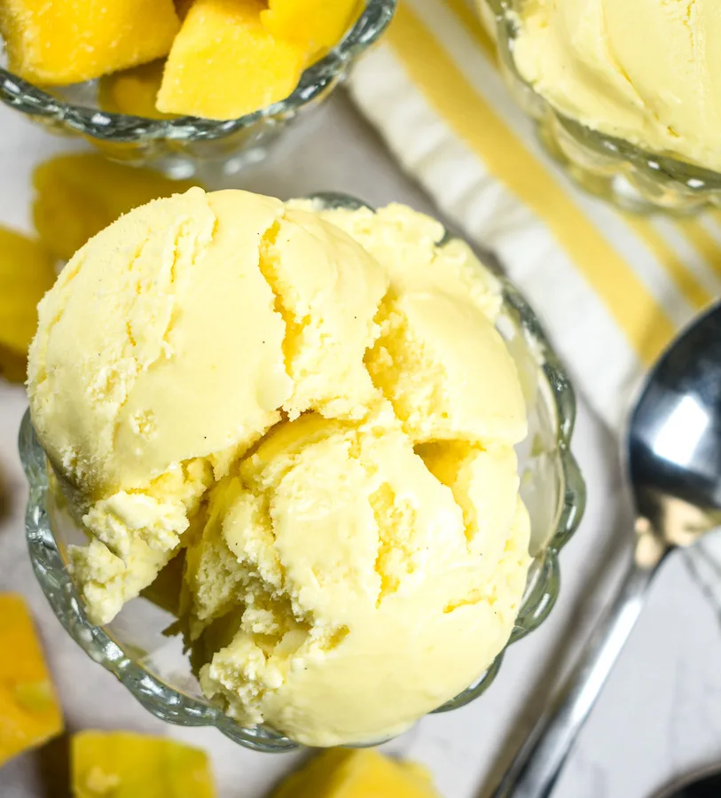 Fresh Mango Ice Cream With A Tropical Fruit Relish