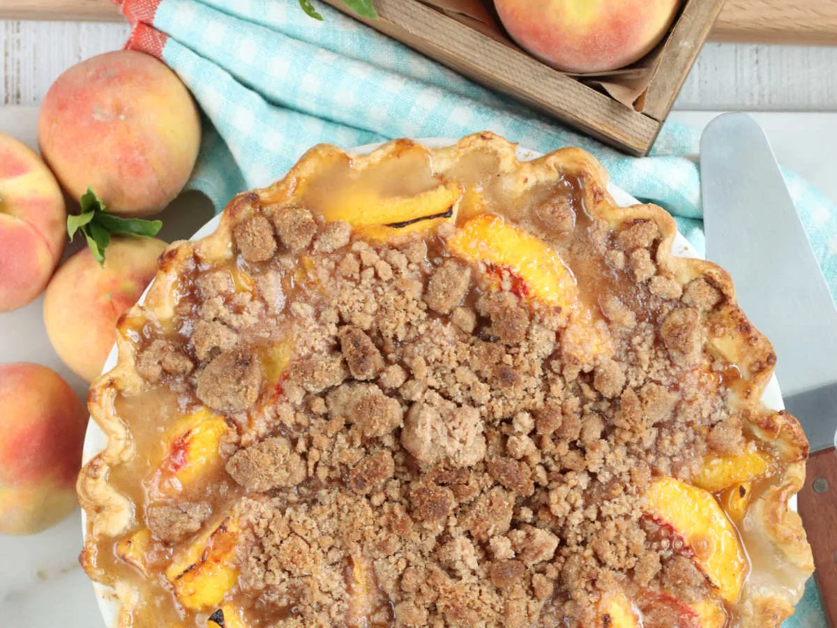 Fresh Peach Muffins With A Pecan Crumb Topping