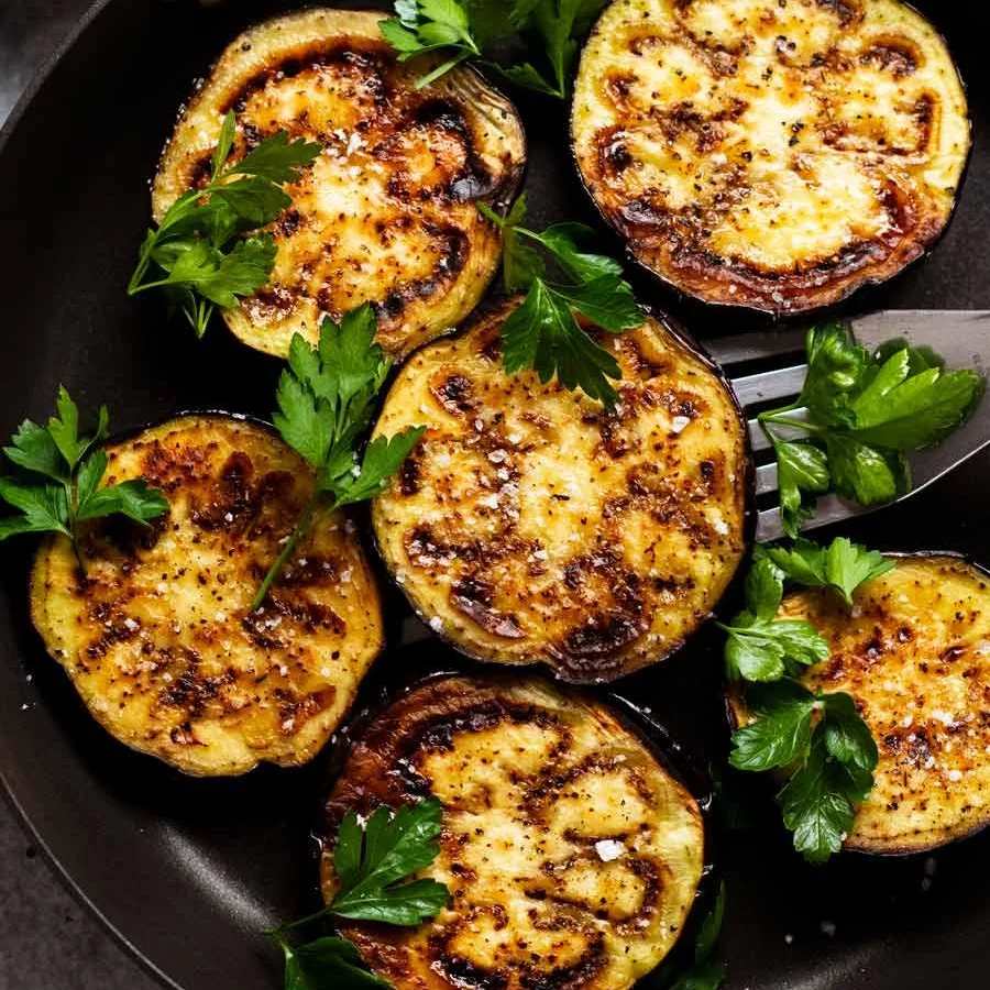 Fried Eggplant With Sifted Confectioners Sugar