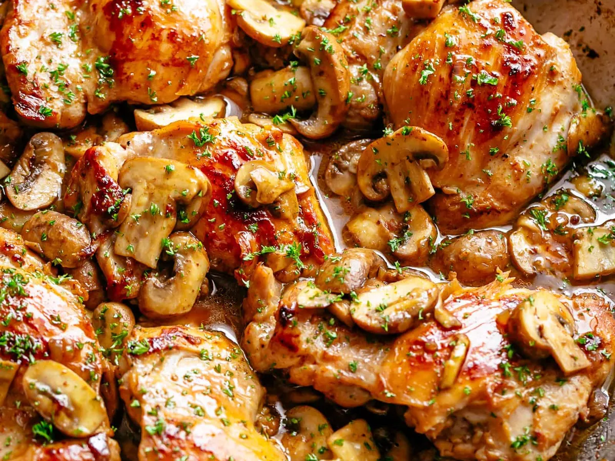 Golden Mushroom Chicken Thighs