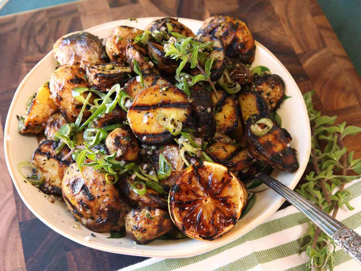 Grilled White−and−Sweet−Potato Salad