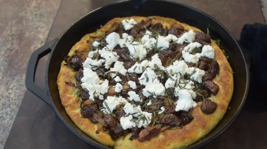 Italian Herb Focaccia with Three Cheese and Caramelized Onions