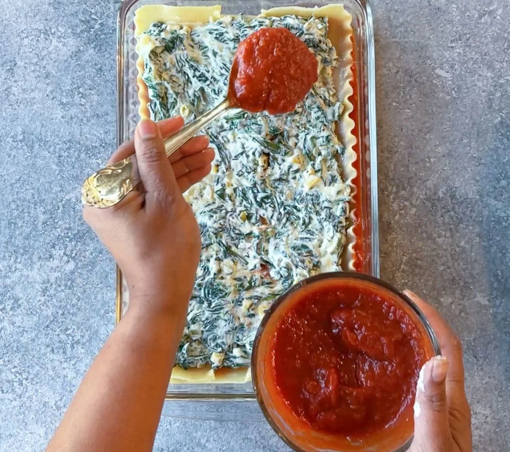 Lasagna Of Fresh Spinach, Corn And Crab With Goat Cheese