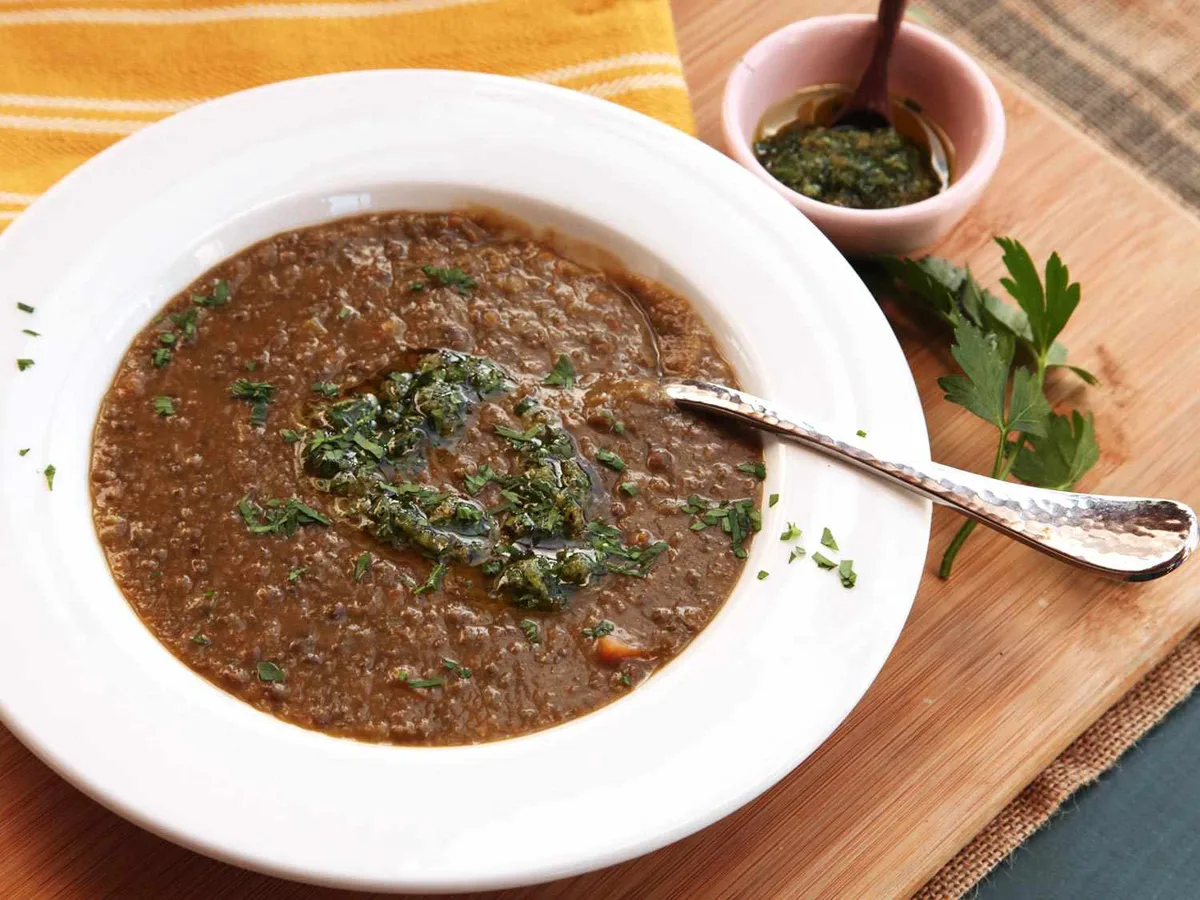 Lentil Soup with Liver Dumplings