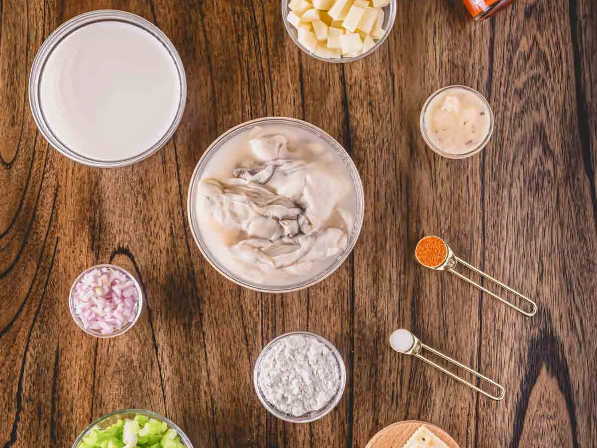 Oyster Stew With Andouille Mashed Potatoes