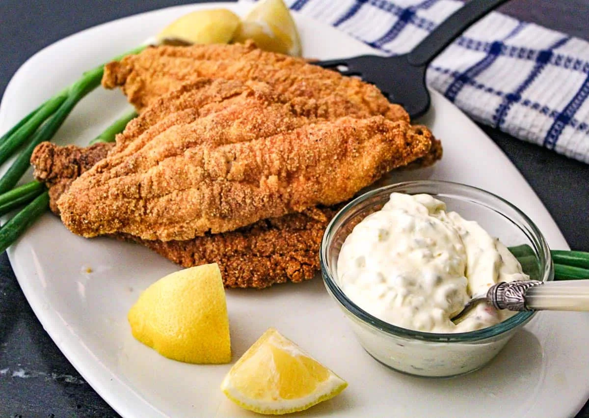 Pan-Fried Catfish With Tartar Sauce And Cornbread Salad