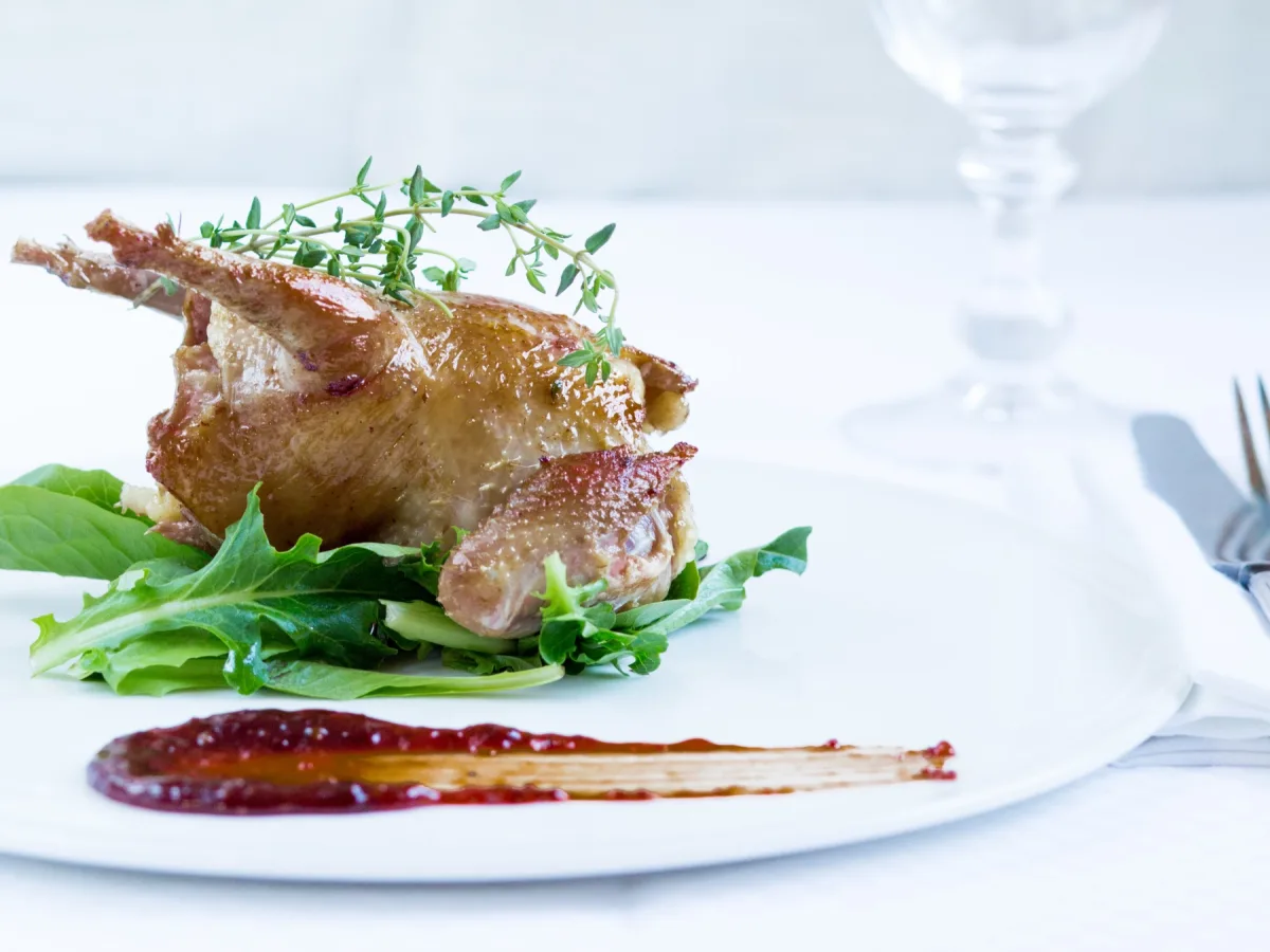 Pan Seared Squab Rice Dressing