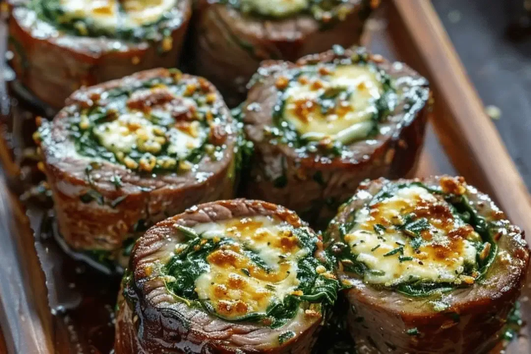 Pin Wheel Steaks stuffed with Spinach