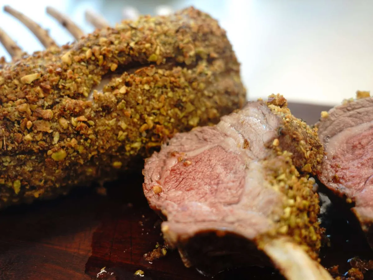 Pistachio Crusted Rack Of Lamb With Goat's Cheese Mashed Potatoes