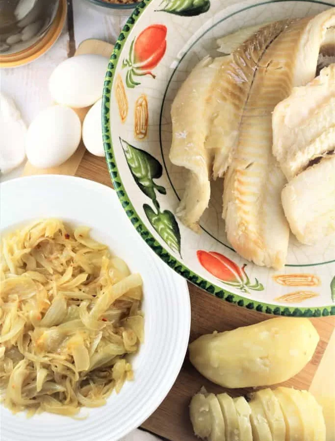 Portugese Influenced Scrambled Eggs With Salt Cod, Onions
