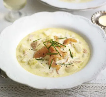 Potato Soup With Smoked Salmon Relish