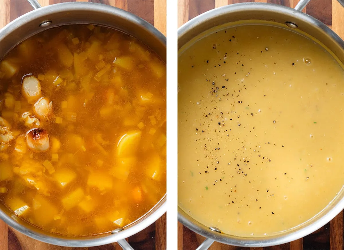 Potato soup with roast garlic