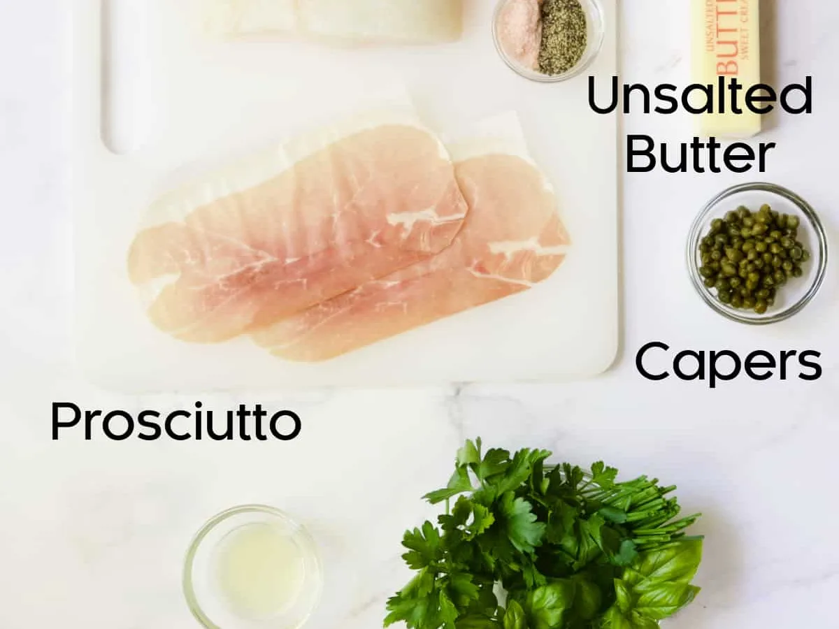 Prosciutto Wrapped Halibut With A Caper And Tomato Butter