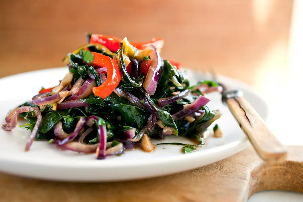 Red Swiss Chard with Bacon