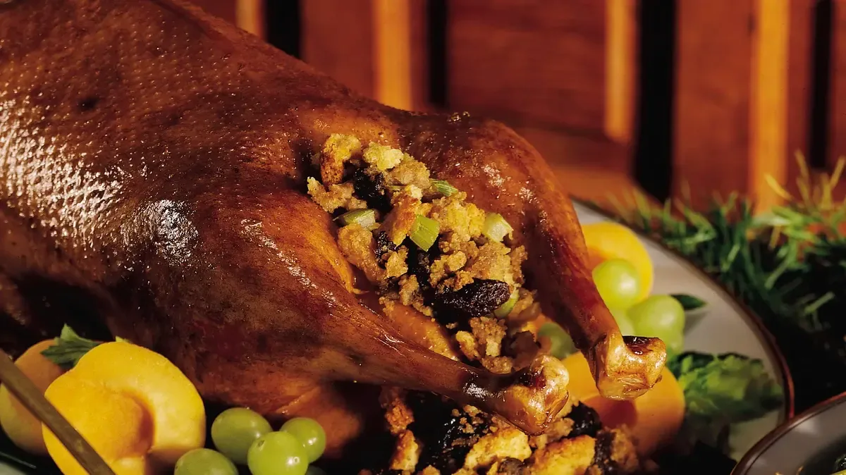 Roast Goose With Chestnuts And Prunes