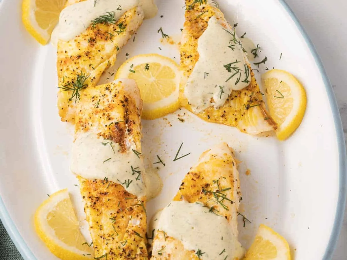 Roasted Fish Fillets with Dill and Spinach