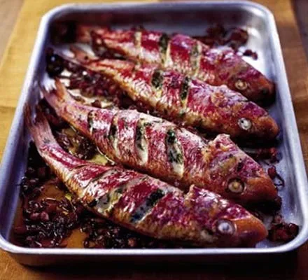 Roasted Red Mullet With Peasant Meat Juices