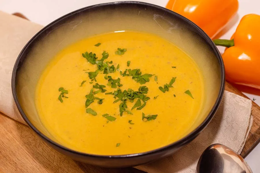 Roasted Yellow Bell Peppers and Tomato Soup