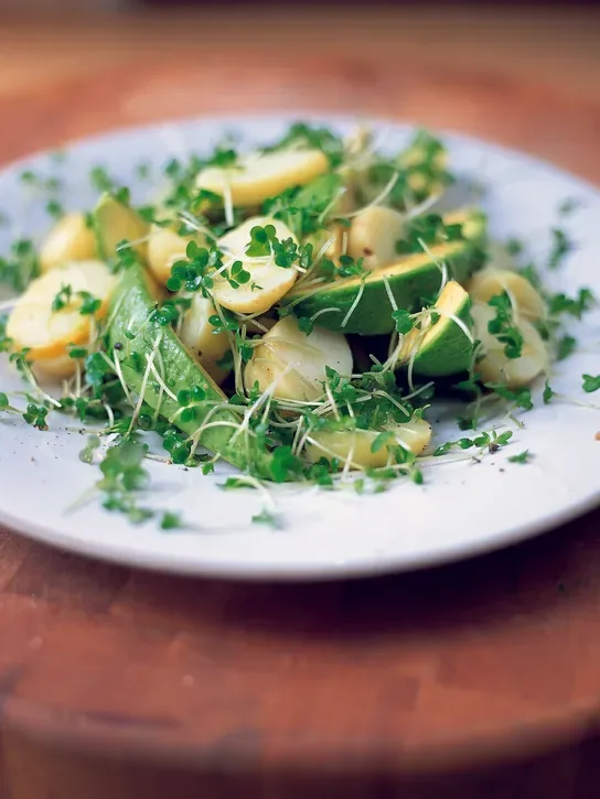 Salad of Boiled Potatoes, Avocado and Cress