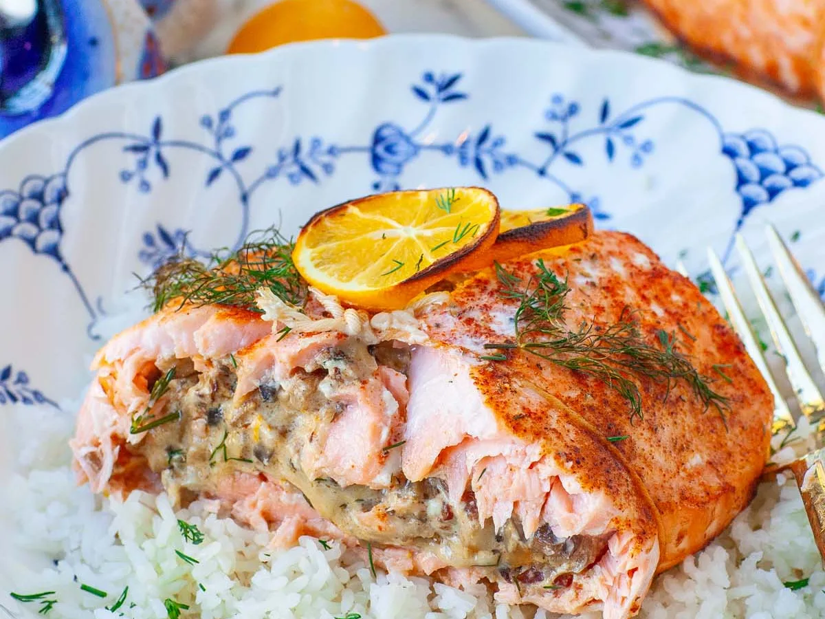 Salmon and Mushroom Bake