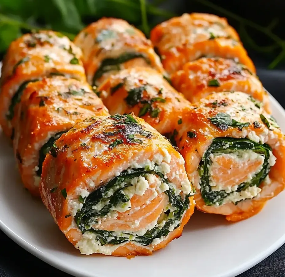 Salmon Spinach Pinwheels