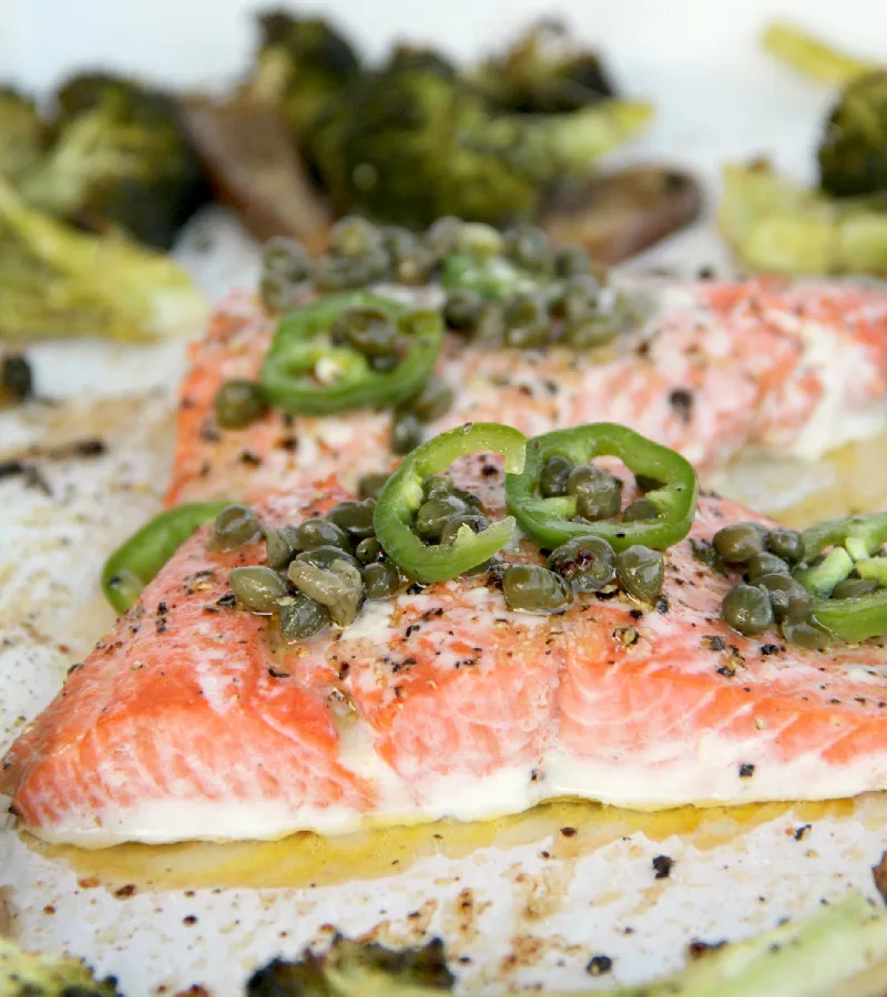 Salmon with Bacon, Tomato & Caper Vinaigrette