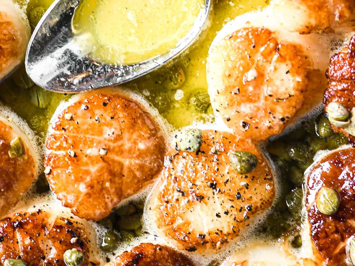 Seared Scallops With Porcini Relish And Truffle Butter Sauce