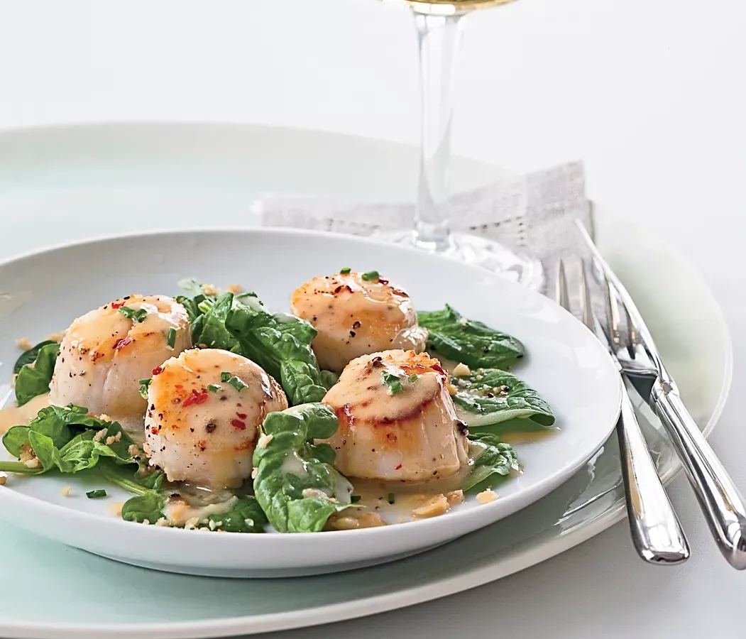 Seared Scallops W Porcini Relish & Truffle Butter Sauce