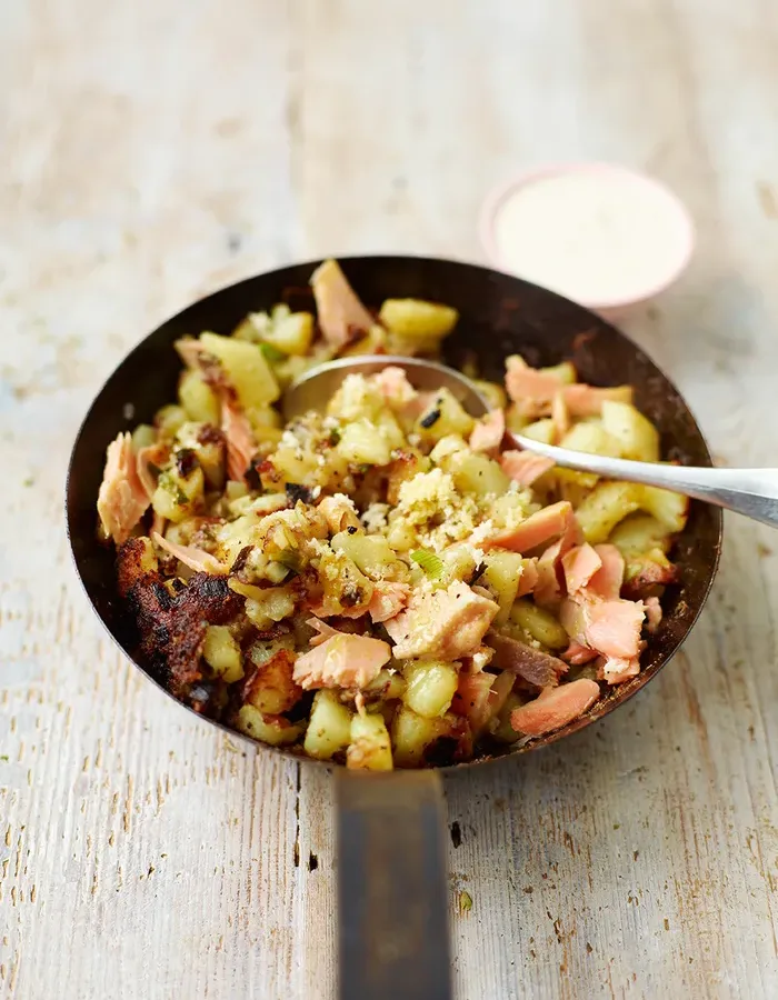 Smoked Trout Hash With Choron Sauce