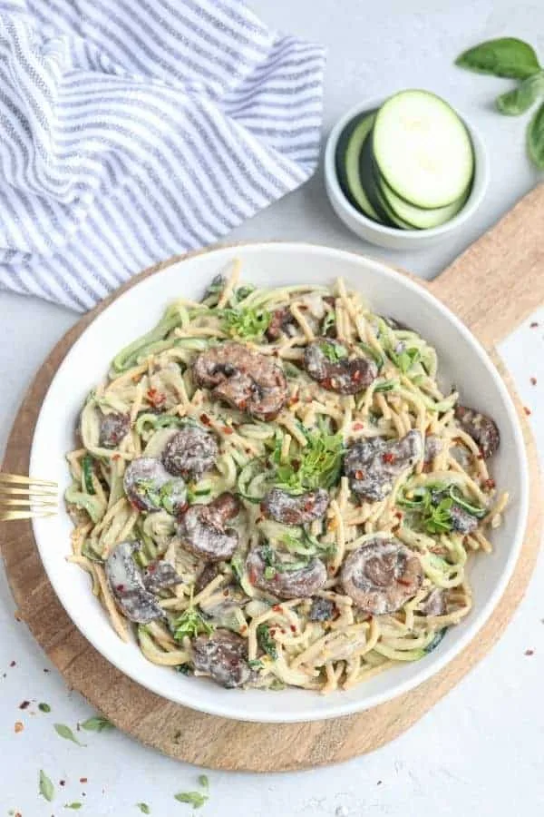Spinach Fettucine In Zucchini/Mushroom Sauce