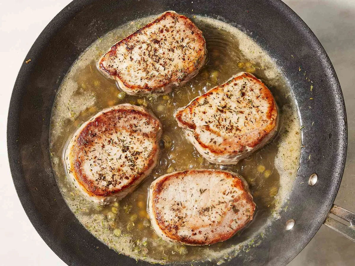 Wine-Simmered Pork Chops with Walnuts